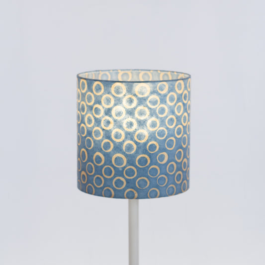 Drum Lamp Shade - P72 - Batik Blue Circles, 20cm(d) x 20cm(h)