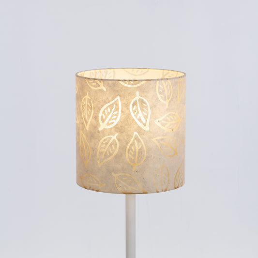 Drum Lamp Shade - P28 - Batik Leaf on Natural, 20cm(d) x 20cm(h)
