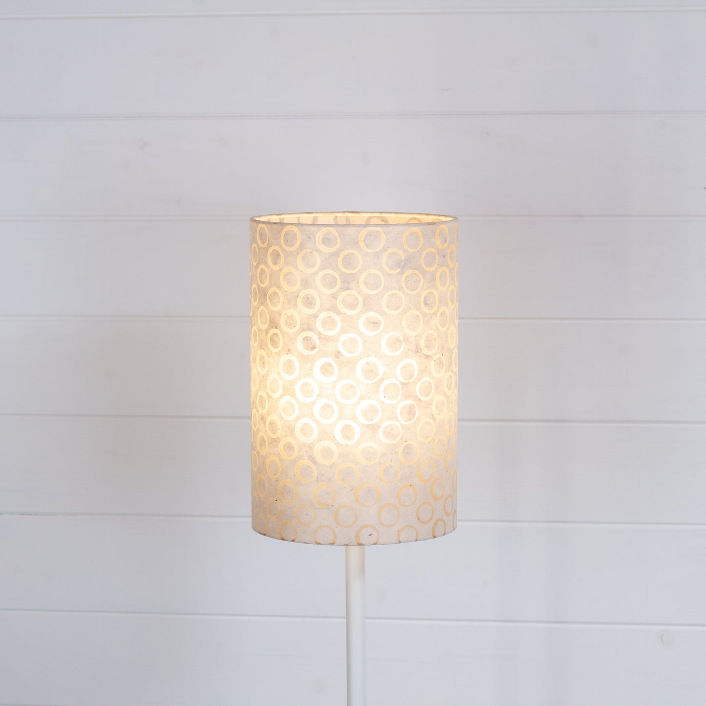 Drum Lamp Shade - P74 - Batik Natural Circles, 20cm(d) x 30cm(h)