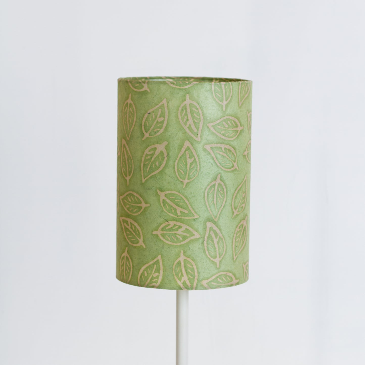Drum Lamp Shade - P29 - Batik Leaf on Green, 20cm(d) x 30cm(h)