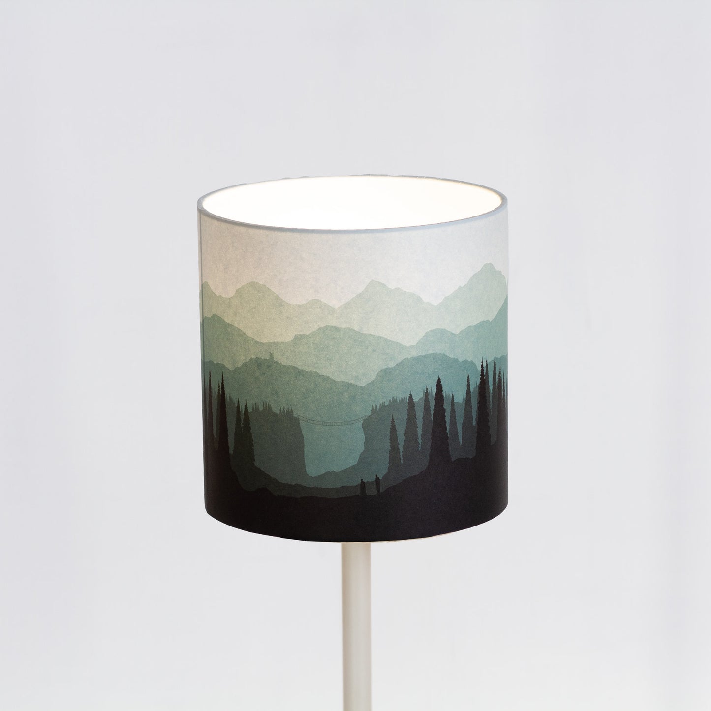 Forest Landscape Print Drum Lamp Shade 20cm(d) x 20cm(h) Green