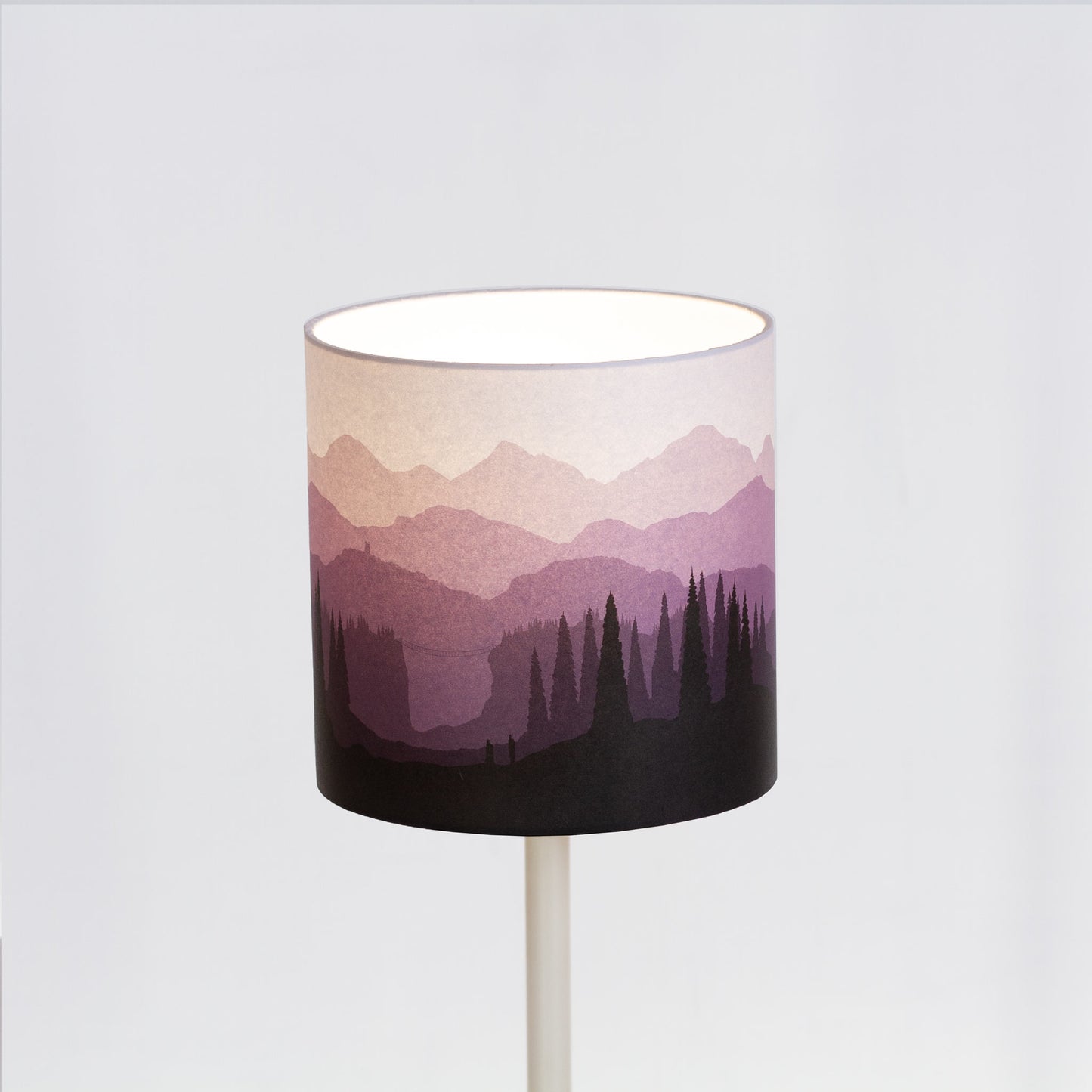 Forest Landscape Print Drum Lamp Shade 20cm(d) x 20cm(h) Purple