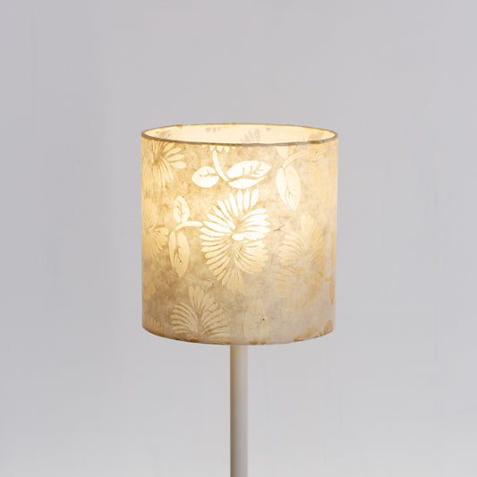Drum Lamp Shade - P09 - Batik Peony on Natural, 20cm(d) x 20cm(h)