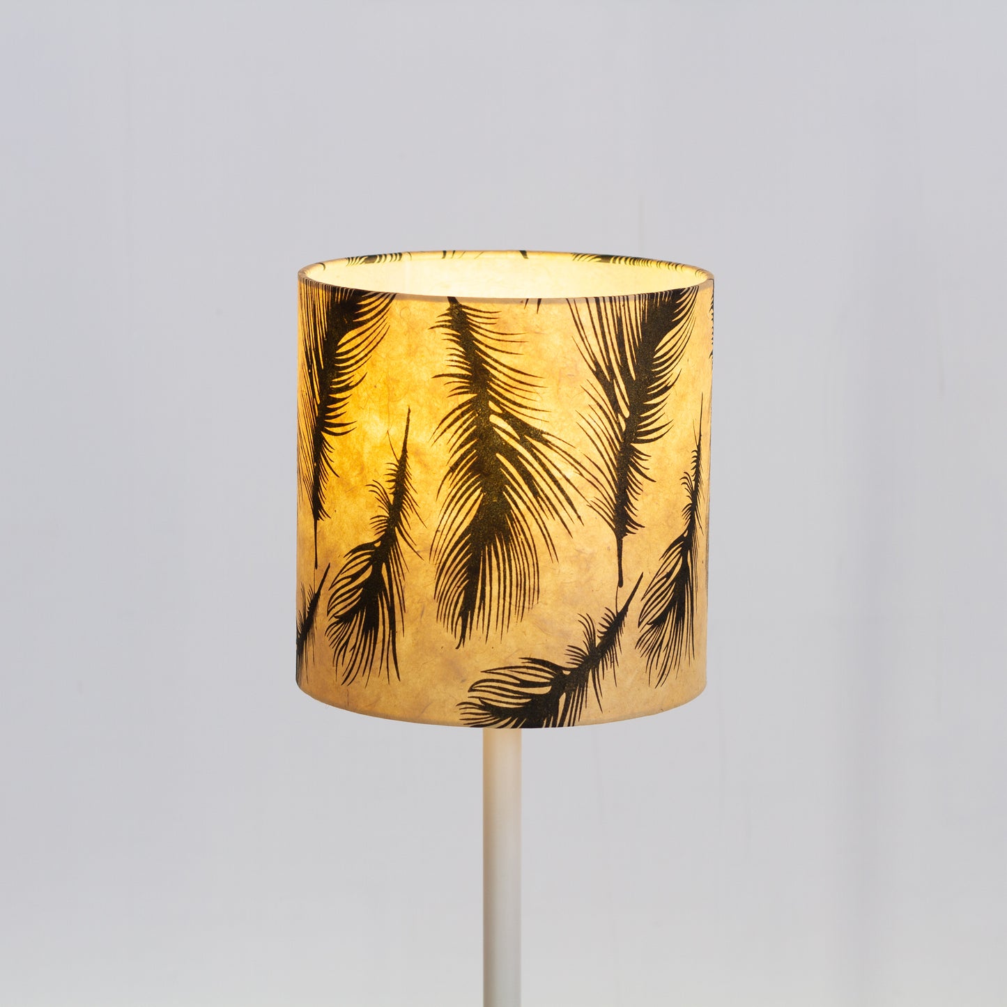 Drum Lamp Shade - B102 - Black Feather, 20cm(d) x 20cm(h)