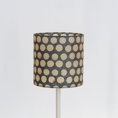 Drum Lamp Shade - P78 - Batik Dots on Grey, 20cm(d) x 20cm(h)