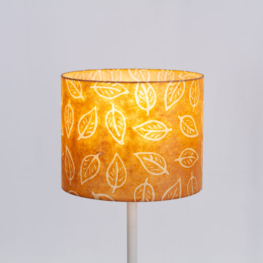 Drum Lamp Shade - P66 - Batik Leaf on Camel, 25cm x 20cm