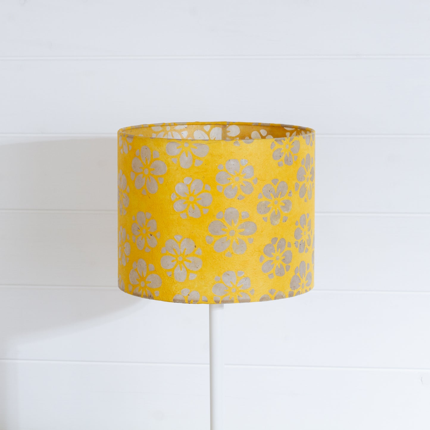 Drum Lamp Shade - B128 ~ Batik Star Flower Yellow, 25cm x 20cm