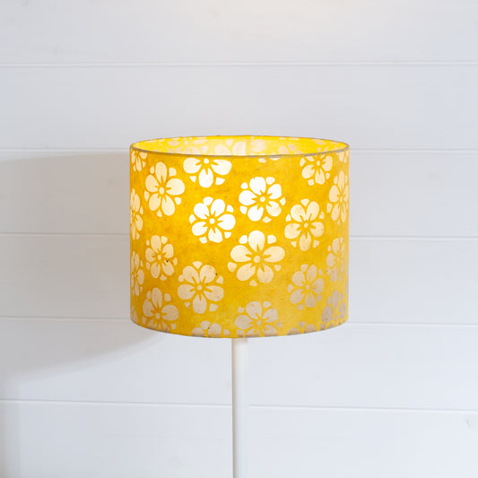 Drum Lamp Shade - B128 ~ Batik Star Flower Yellow, 25cm x 20cm