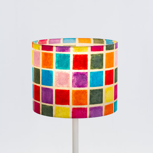 Drum Lamp Shade - P01 - Batik Multi Square, 25cm x 20cm