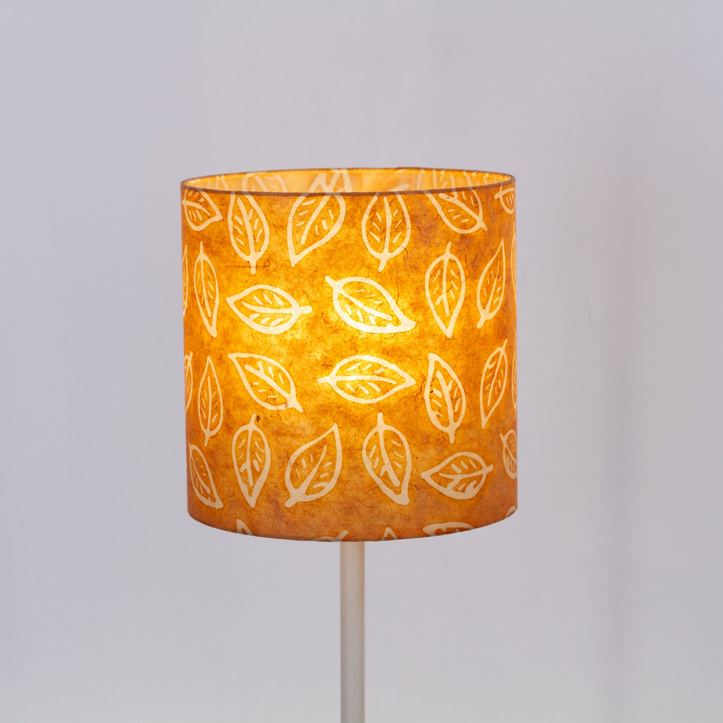 Drum Lamp Shade - P66 - Batik Leaf on Camel, 25cm x 25cm