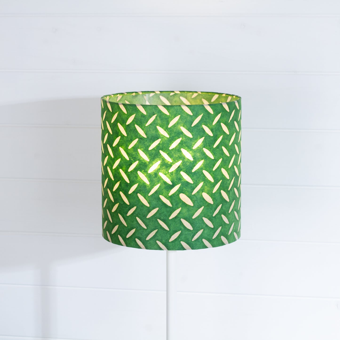 Drum Lamp Shade - P96 - Batik Tread Plate Green, 25cm x 25cm