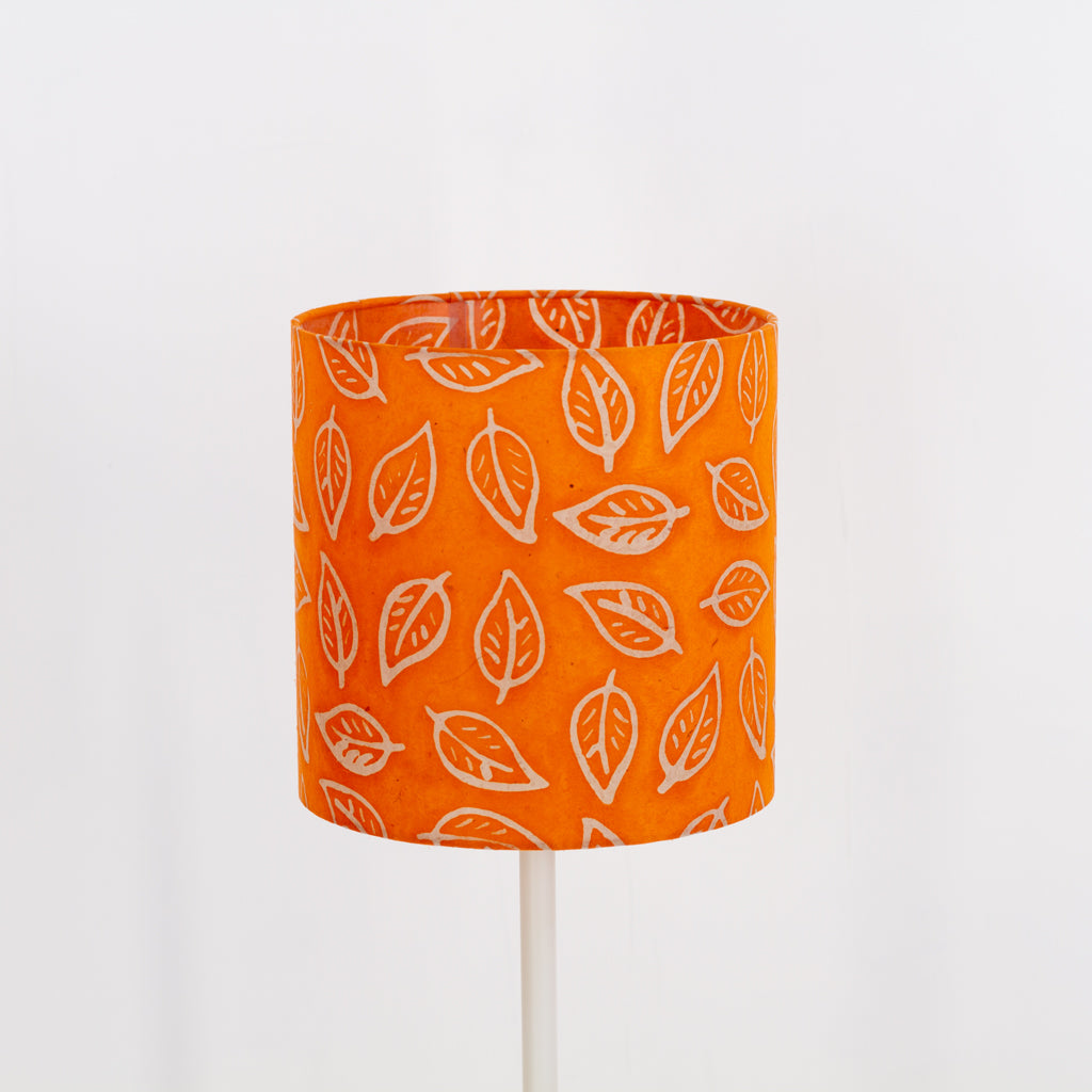Drum Lamp Shade - B123 ~ Batik Leaf Orange, 25cm x 25cm