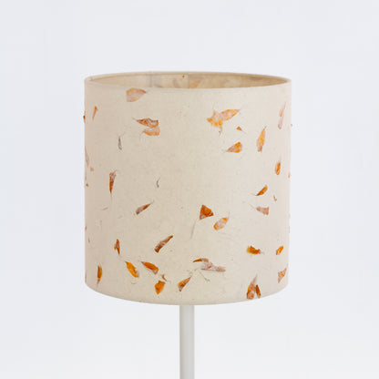Drum Lamp Shade - P32 - Marigold Petals on Natural Lokta, 25cm x 25cm
