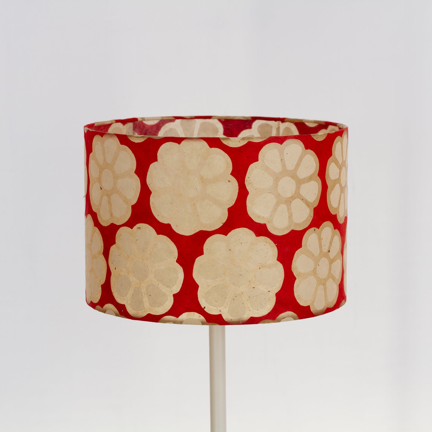 Drum Lamp Shade - P18 - Batik Big Flower on Red, 30cm(d) x 20cm(h)