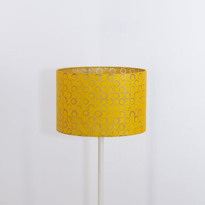 Drum Lamp Shade - P71 - Batik Yellow Circles, 30cm(d) x 20cm(h)