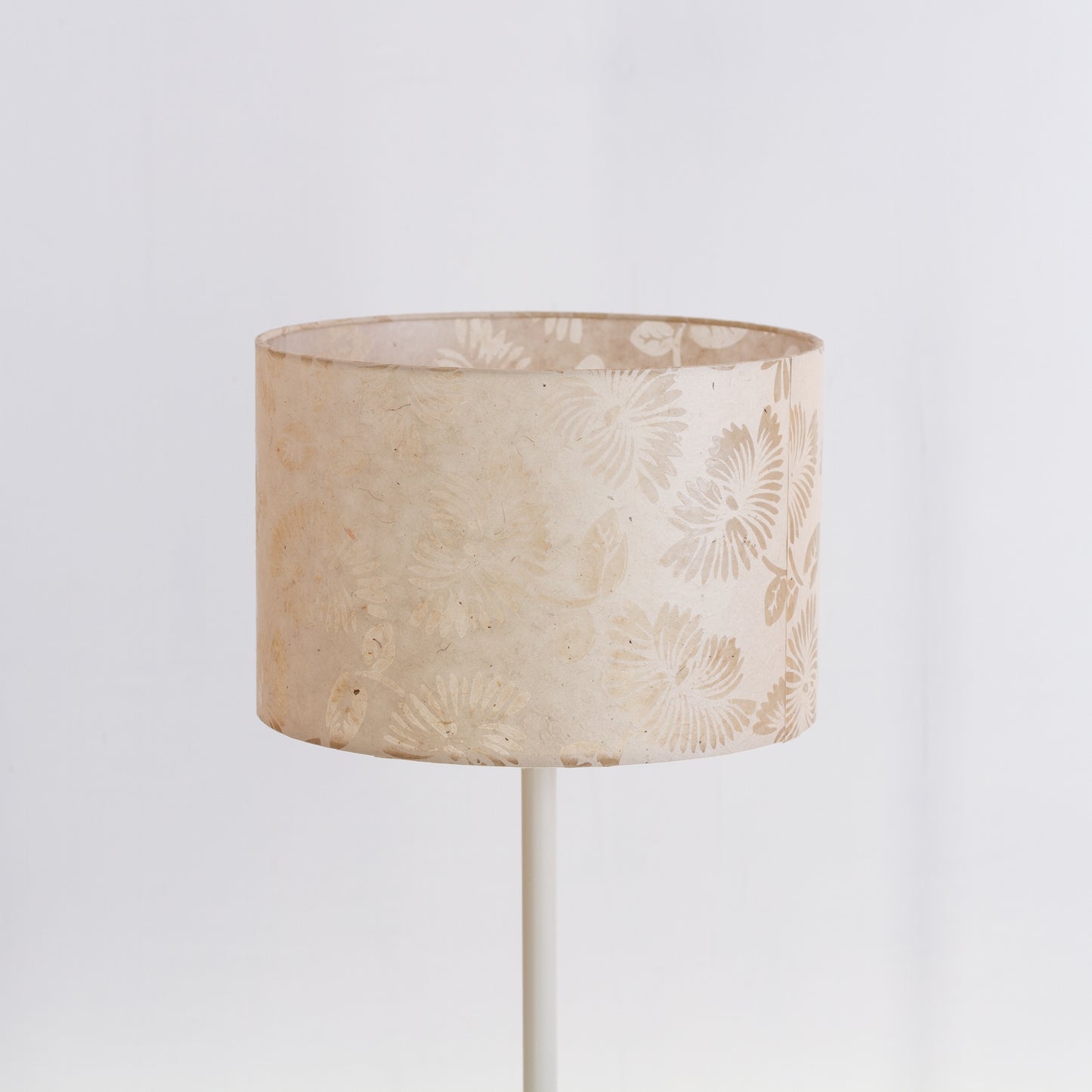 Drum Lamp Shade - P09 - Batik Peony on Natural, 30cm(d) x 20cm(h)