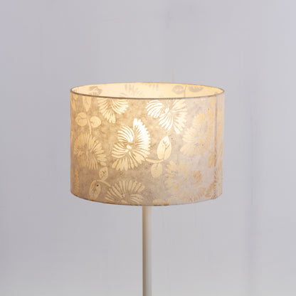 Drum Lamp Shade - P09 - Batik Peony on Natural, 30cm(d) x 20cm(h)