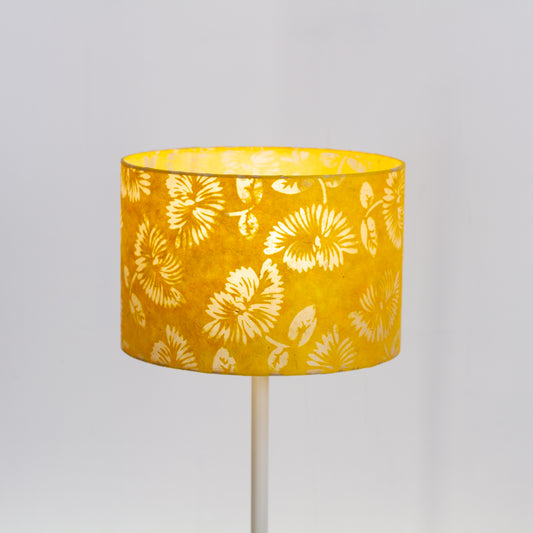 Drum Lamp Shade - B120 ~ Batik Peony Yellow, 30cm(d) x 20cm(h)