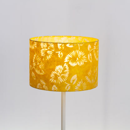 Drum Lamp Shade - B120 ~ Batik Peony Yellow, 30cm(d) x 20cm(h)