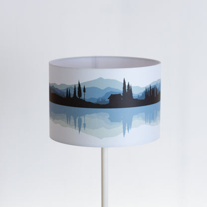 Landscape #3 Print Lampshade (Drum Lamp Shade 30cm(d) x 20cm(h) - Blue (D10)