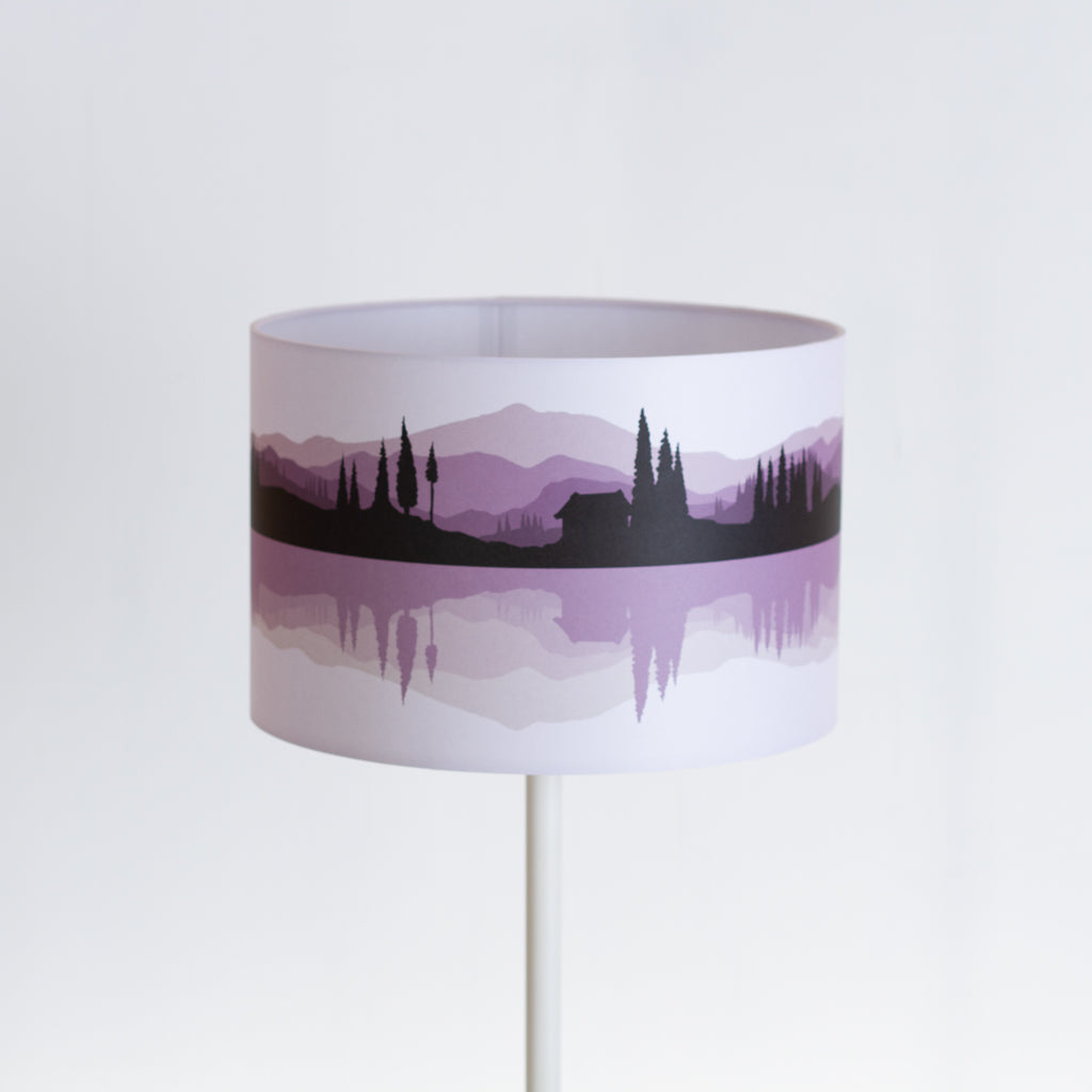 Landscape #3 Print Lampshade (Drum Lamp Shade 30cm(d) x 20cm(h) - Purple (D12)