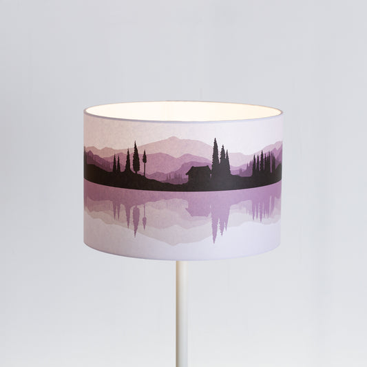 Landscape #3 Print Lampshade (Drum Lamp Shade 30cm(d) x 20cm(h) - Purple (D12)