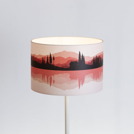 Landscape #3 Print Lampshade (Drum Lamp Shade 30cm(d) x 20cm(h) - Red (D14)