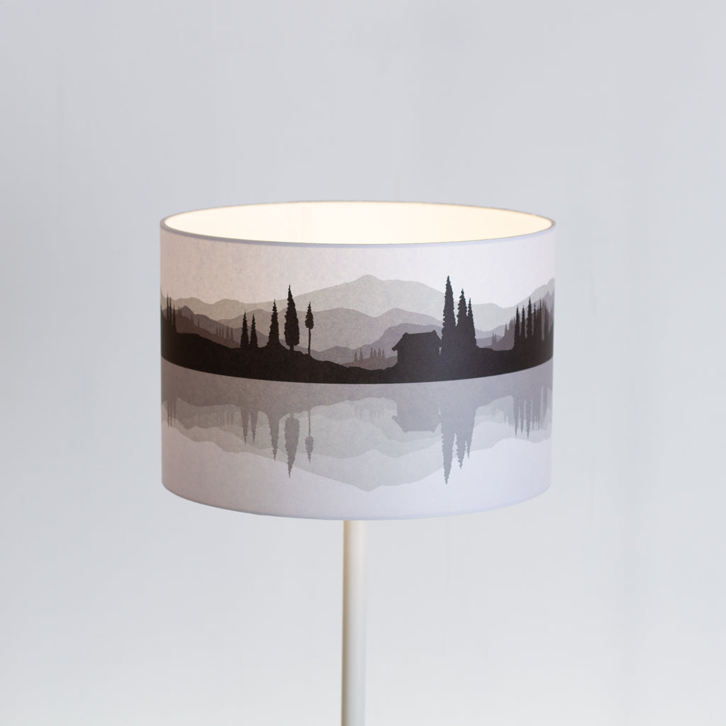 Landscape #3 Print Lampshade (Drum Lamp Shade 30cm(d) x 20cm(h) - Grey (D15)