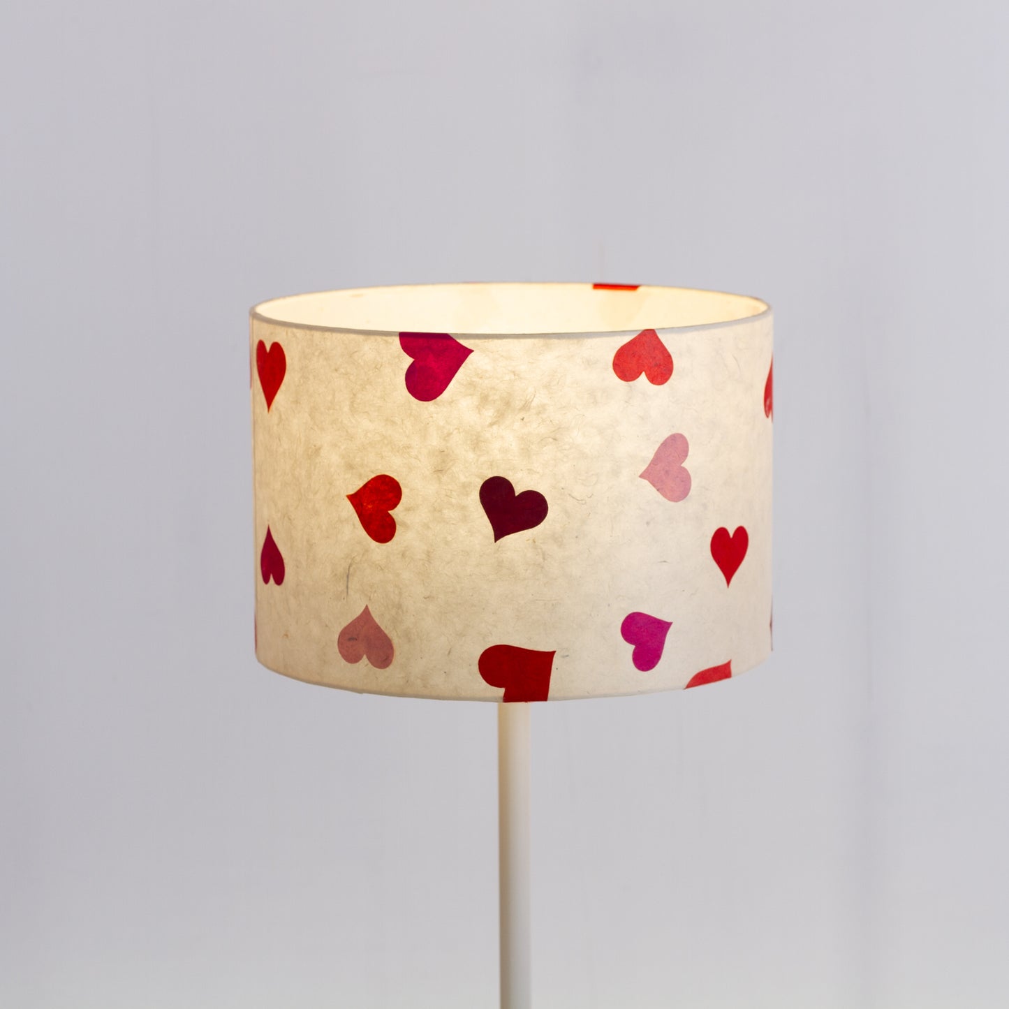 Drum Lamp Shade - P82 ~ Hearts on Lokta Paper, 30cm(d) x 20cm(h)
