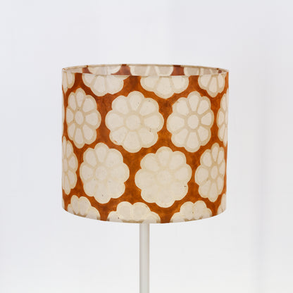 Drum Lamp Shade - P20 - Batik Big Flower on Brown, 30cm(d) x 25cm(h)