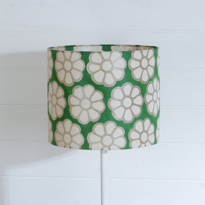 Drum Lamp Shade - B127 ~ Batik Big Flower Green, 30cm(d) x 25cm(h)