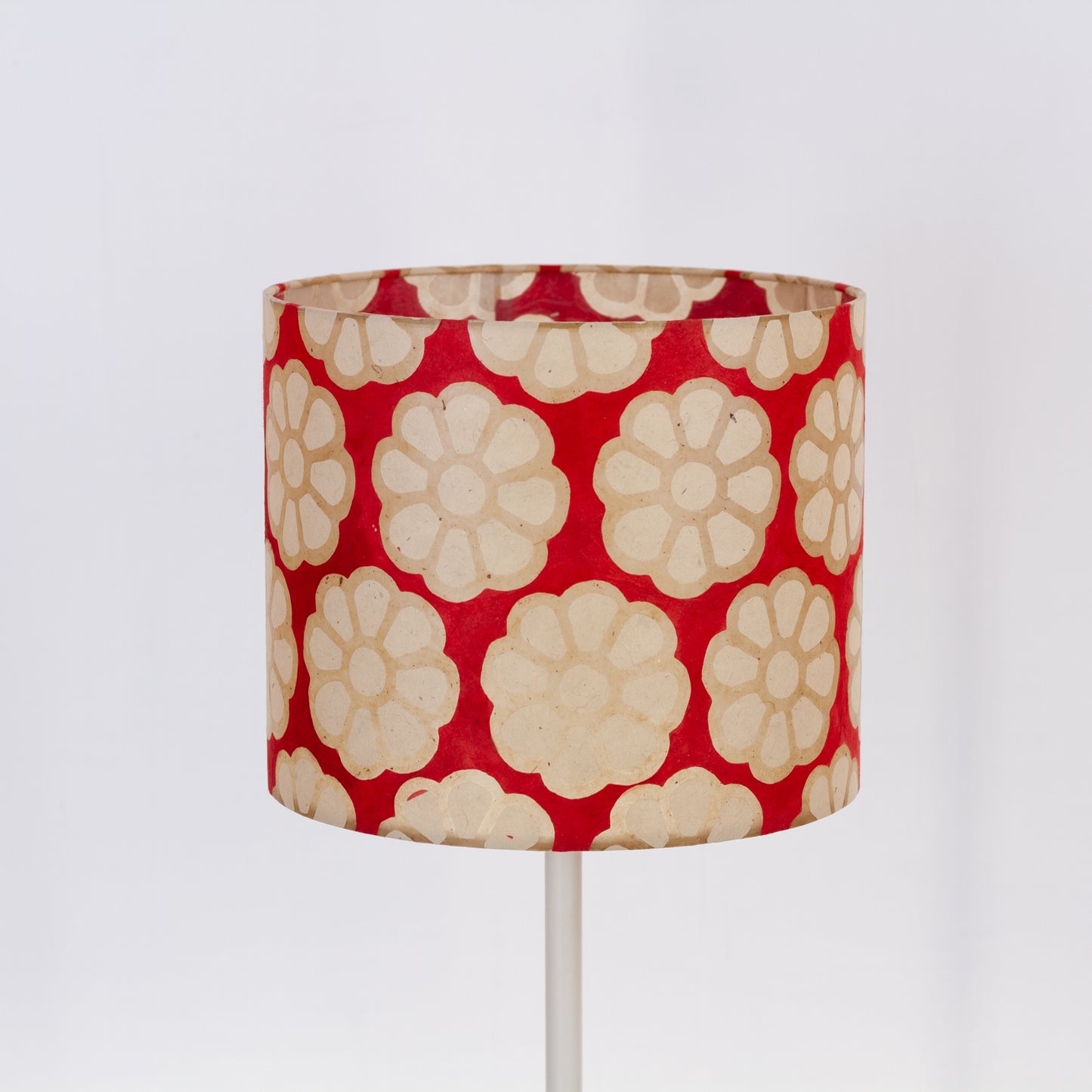 Drum Lamp Shade - P18 - Batik Big Flower on Red, 30cm(d) x 25cm(h)