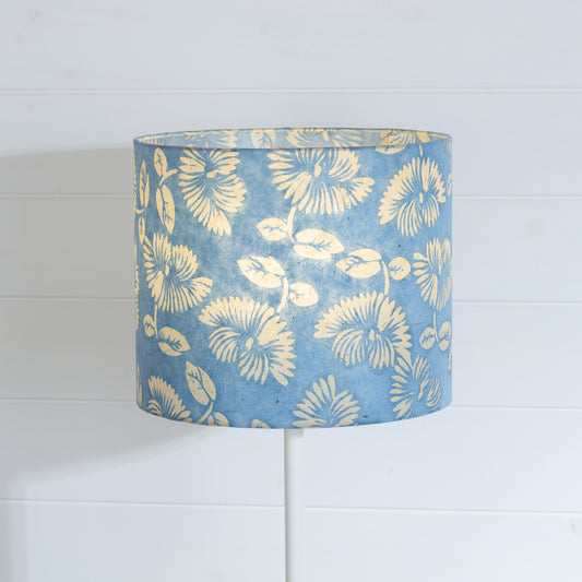 Drum Lamp Shade - B129 ~ Batik Peony Blue, 30cm(d) x 25cm(h)