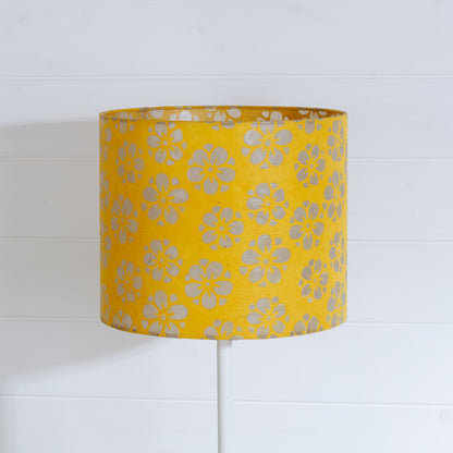 Drum Lamp Shade - B128 ~ Batik Star Flower Yellow, 30cm(d) x 25cm(h)