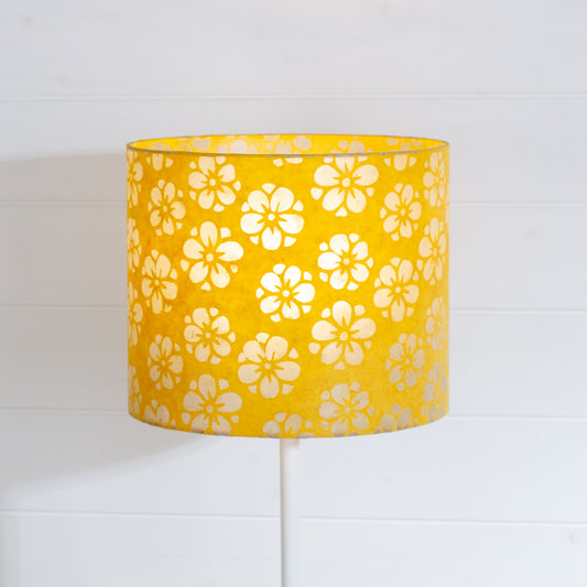 Drum Lamp Shade - B128 ~ Batik Star Flower Yellow, 30cm(d) x 25cm(h)