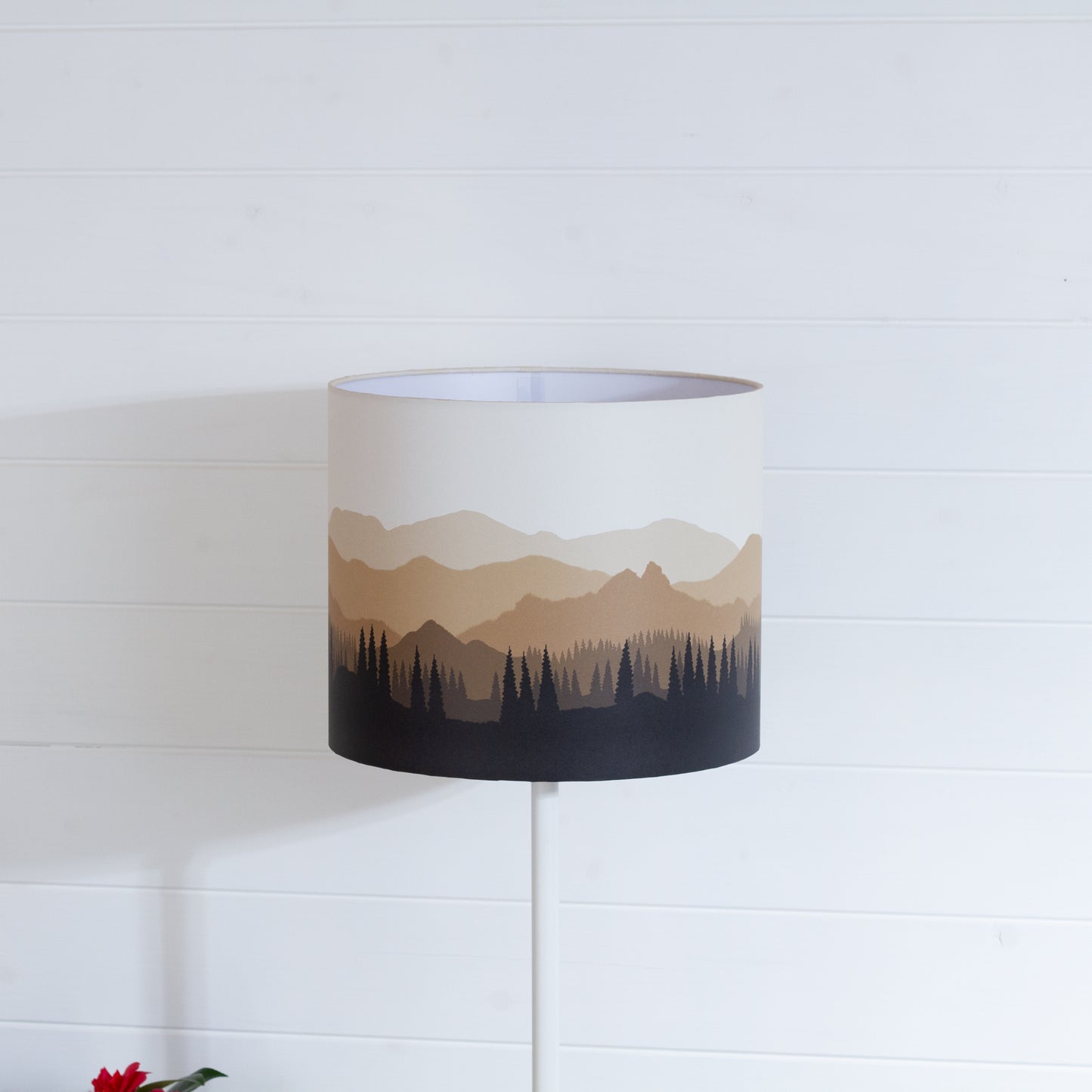 Landscape #4 Print Drum Lamp Shade 30cm(d) x 25cm(h) - Brown
