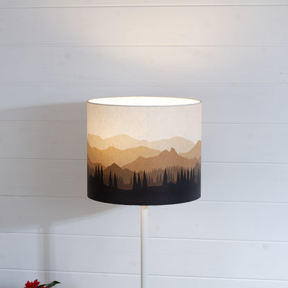 Landscape #4 Print Drum Lamp Shade 30cm(d) x 25cm(h) - Brown
