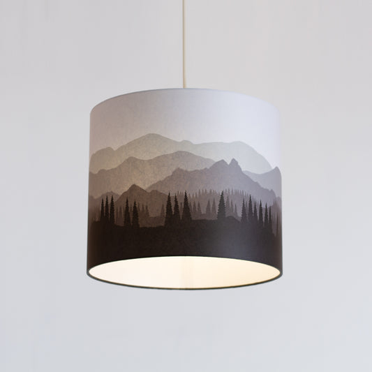 Landscape #4 Print Drum Lamp Shade 30cm(d) x 25cm(h) - Grey