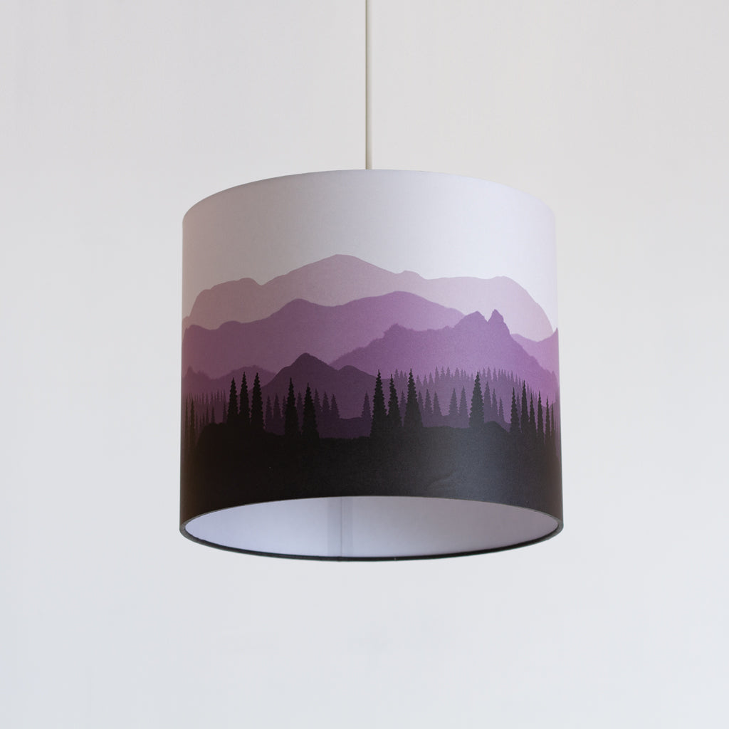 Landscape #4 Print Drum Lamp Shade 30cm(d) x 25cm(h) - Purple