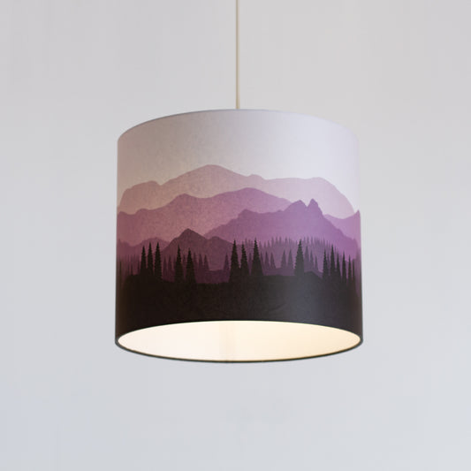 Landscape #4 Print Drum Lamp Shade 30cm(d) x 25cm(h) - Purple