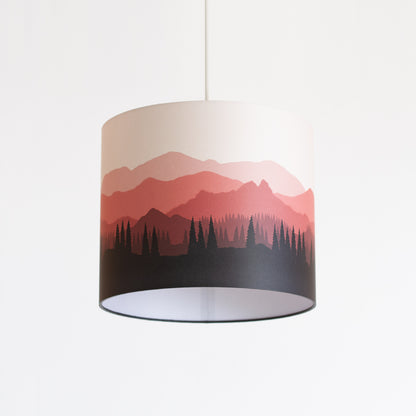 Landscape #4 Print Drum Lamp Shade 30cm(d) x 25cm(h) - Red
