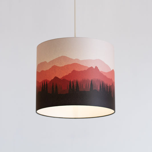 Landscape #4 Print Drum Lamp Shade 30cm(d) x 25cm(h) - Red