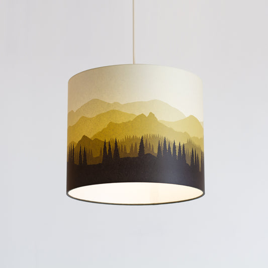Landscape #4 Print Drum Lamp Shade 30cm(d) x 25cm(h) - Yellow