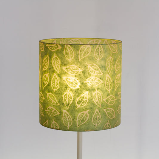 Drum Lamp Shade - P29 - Batik Leaf on Green, 30cm(d) x 30cm(h)
