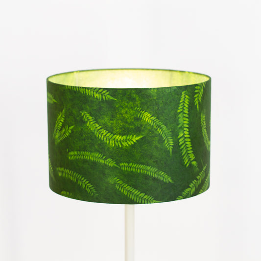 Drum Lamp Shade - P27 - Resistance Dyed Green Fern, 30cm(d) x 20cm(h)