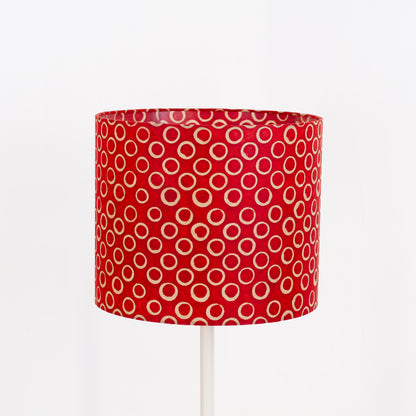 Drum Lamp Shade - P83 ~ Batik Red Circles, 30cm(d) x 25cm(h)