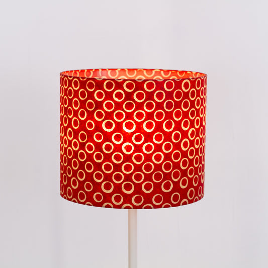 Drum Lamp Shade - P83 ~ Batik Red Circles, 30cm(d) x 25cm(h)