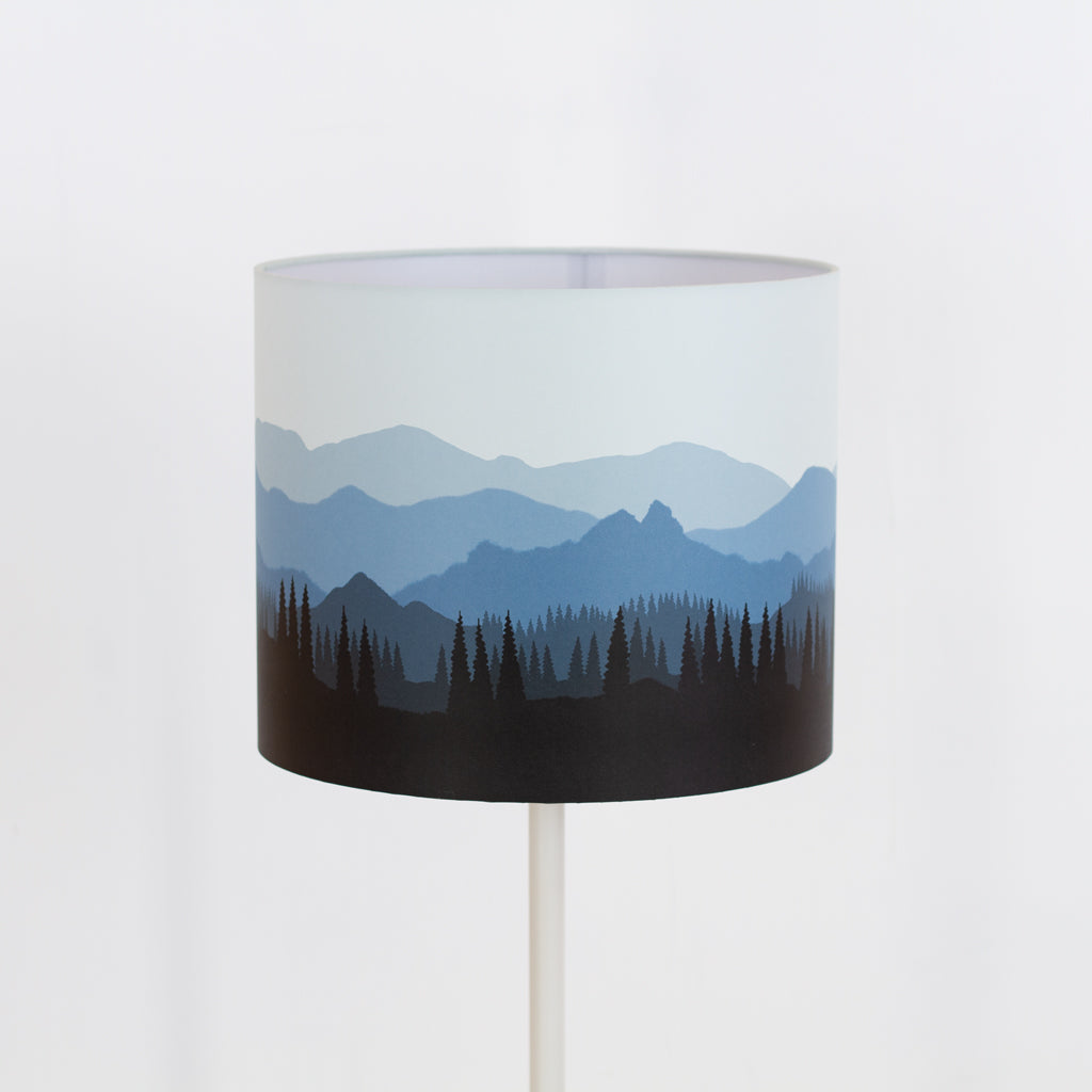 Landscape #4 Print Drum Lamp Shade 30cm(d) x 25cm(h) - Blue
