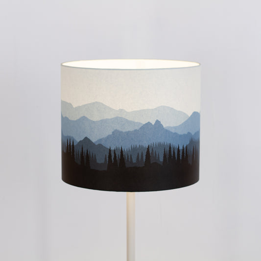 Landscape #4 Print Drum Lamp Shade 30cm(d) x 25cm(h) - Blue