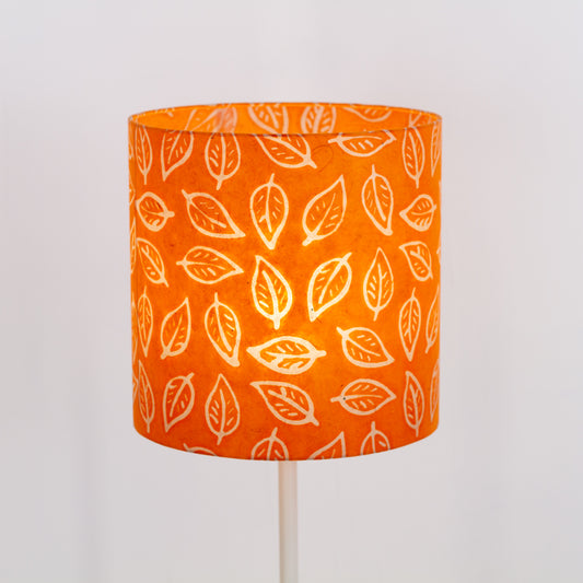Drum Lamp Shade - B123 ~ Batik Leaf Orange, 30cm(d) x 30cm(h)
